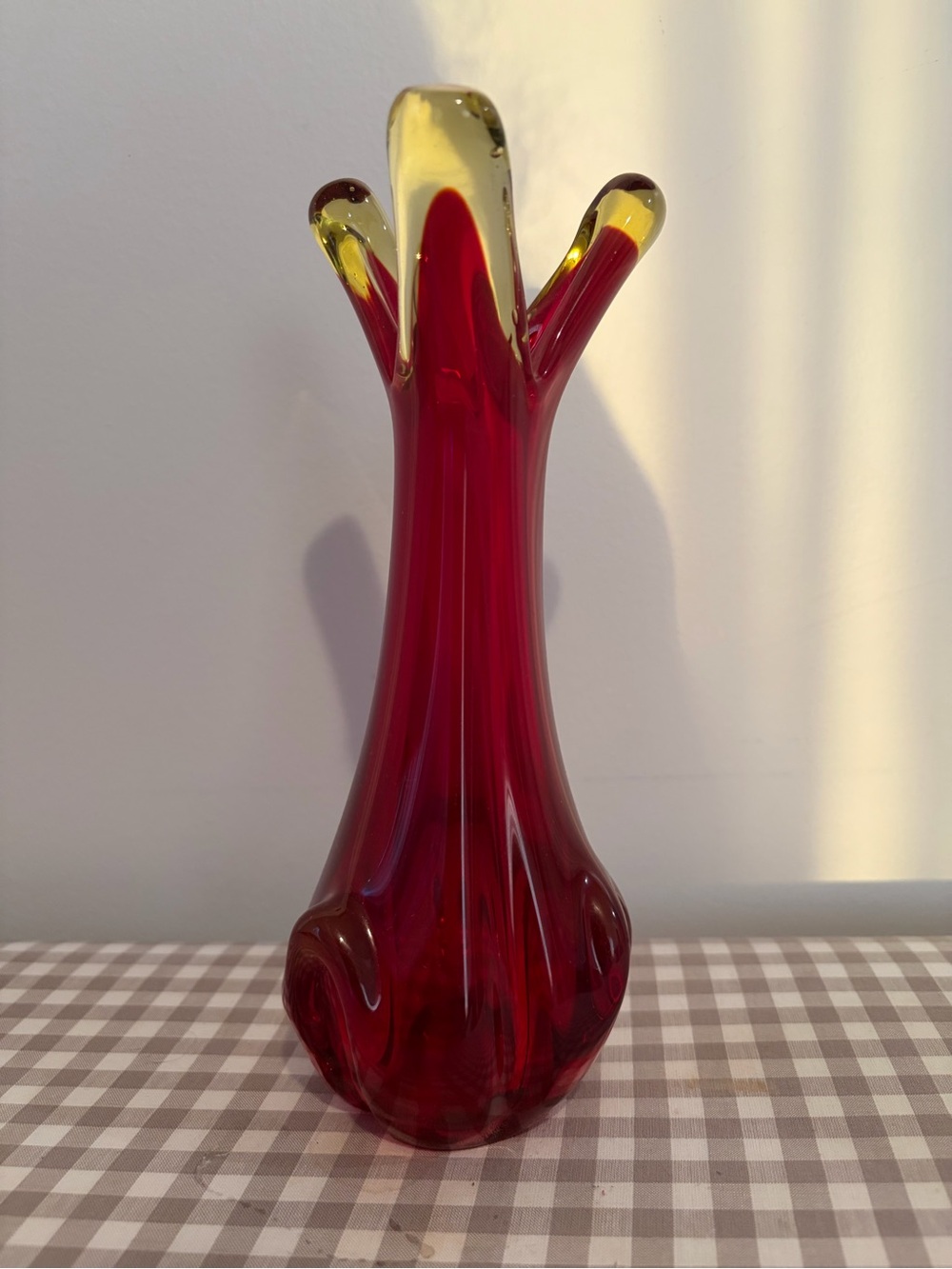 VINTAGE RETRO ITALIAN MURANO ART GLASS VASE Red Handblown